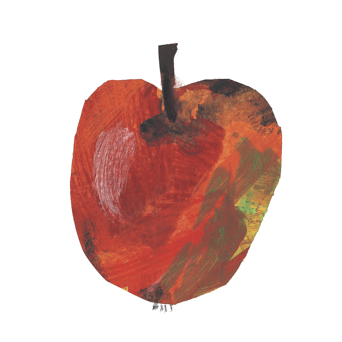 An apple drawn in The Very Hungry Caterpillar style.